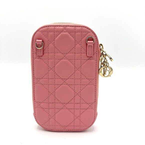 Dior Pink Cannage Champagne GHW Accessory Case Crossbody - Picture 2 of 8